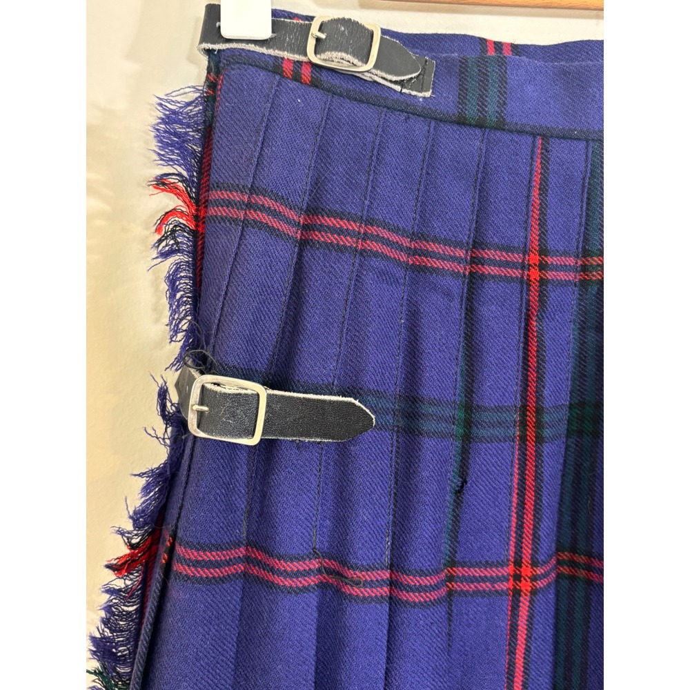 Loch Lomond Mill Vintage Scottish Wool Tartan Plaid Kilt Skirt Blue Red Green 0 - Picture 2 of 15